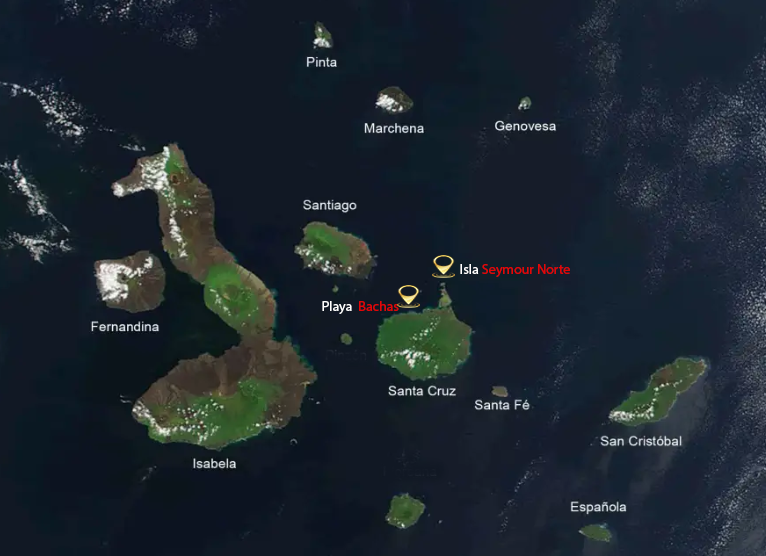 mapa itinerario tour isla seymour norte galapagos