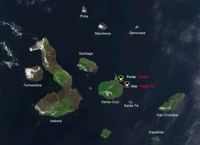 Mapa Tour Islas Plazas galapagos